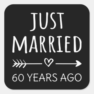 Adesivo Quadrado Recem casados 60 Anos Atrás