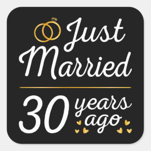 Adesivo Quadrado Recem casados Há 30 Anos