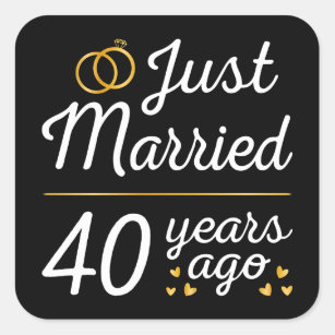 Adesivo Quadrado Recem casados Há 40 Anos