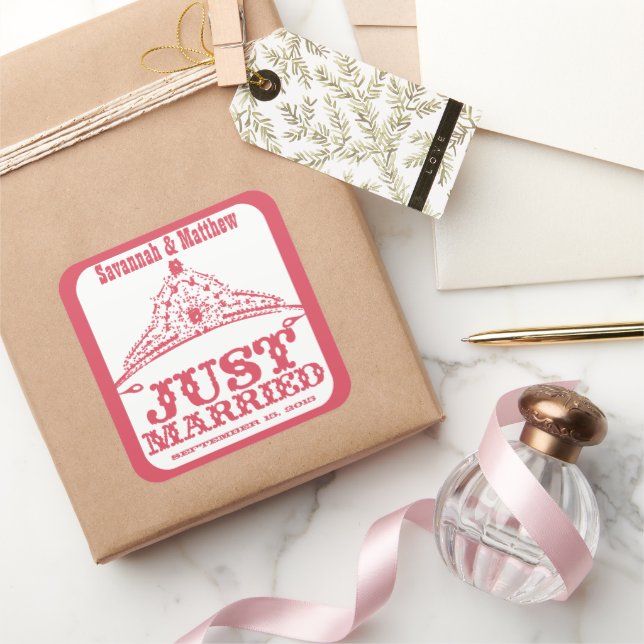 Adesivo Quadrado Recem casados Princesa Bride Tiara (Presentear)