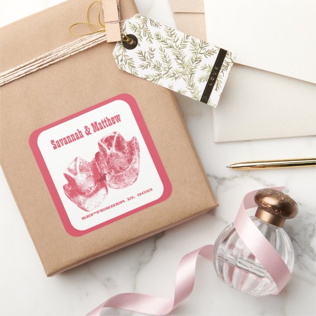 Adesivo Quadrado Recem casados VacaGarotaVaca Vestido Vestido (Presentear)