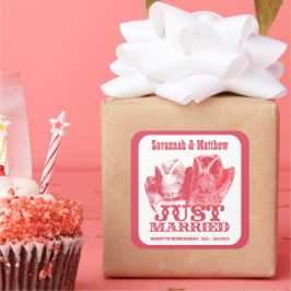 Adesivo Quadrado Recem casados VacaGarotaVaca Vestido Vestido