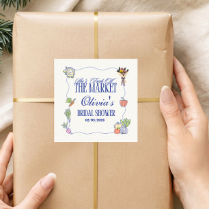 Adesivo Quadrado Recém-chegados ao Mercado de Noivas Chá de Panela 