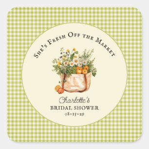 Adesivo Quadrado Recém-saído do Mercado de Agricultores Casamento 