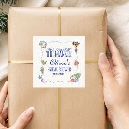 Adesivo Quadrado Recém-saídos do Mercado Chá de Panela Bem-vindos a