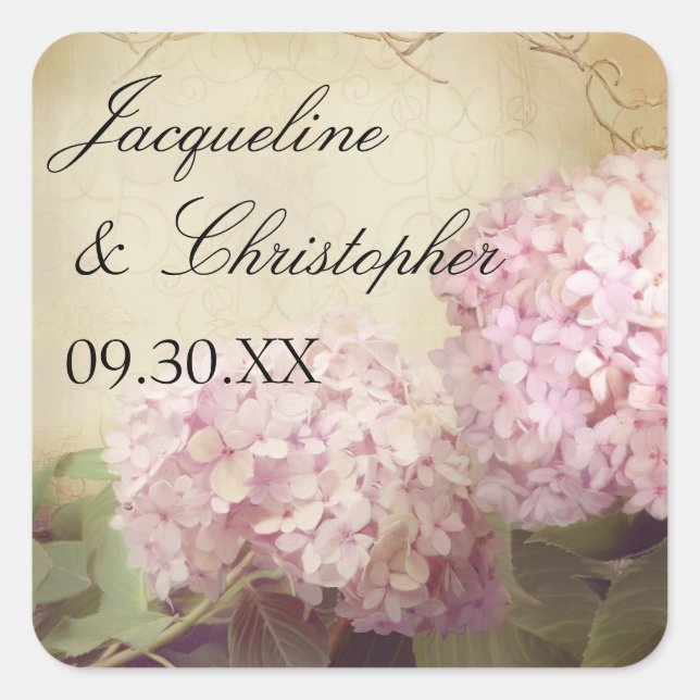 Adesivo Quadrado Recepção bonito Favoritos Selos Escamoteados Rosa  (Frente)