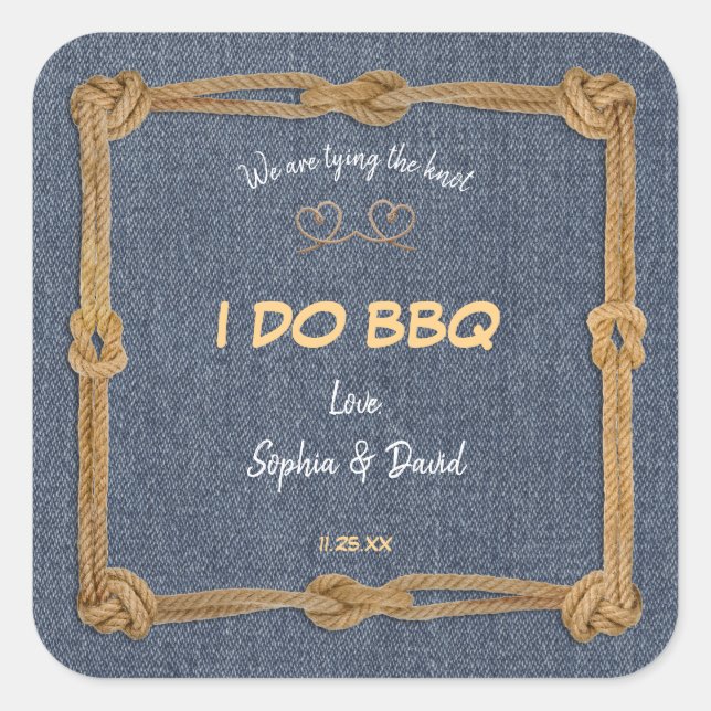 Adesivo Quadrado Recepção de BBQ Nó Corrediço Ocidental (Frente)
