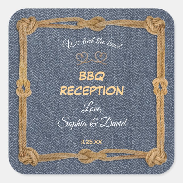 Adesivo Quadrado Recepção de Churrasco do Nó que Amarrámos no Ocide (Frente)