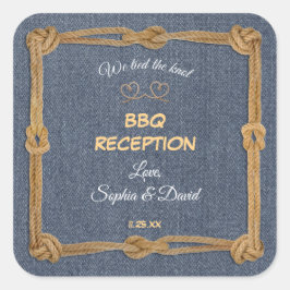 Adesivo Quadrado Recepção de Churrasco Nós Amarrámos o Nó Western