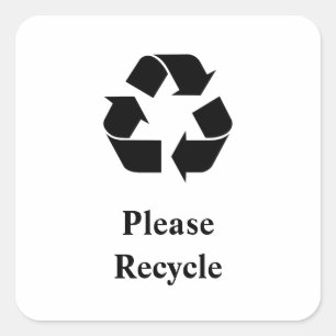 Adesivo Quadrado Recicl por favor com símbolo do reciclagem