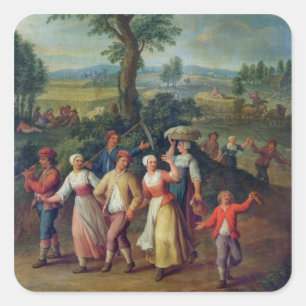 Adesivo Quadrado Recolhendo a colheita