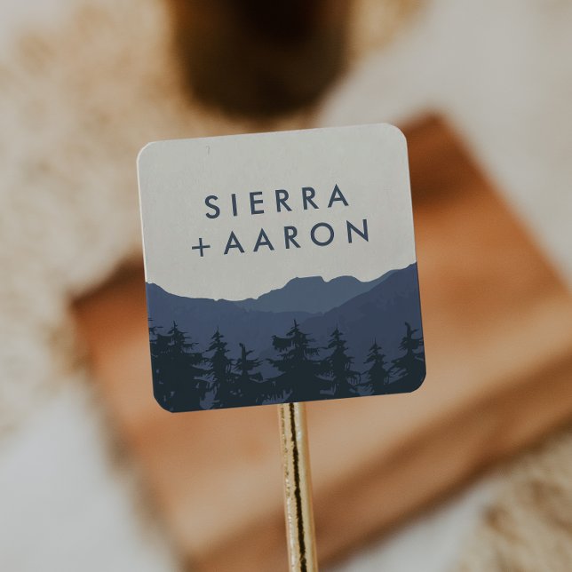 Adesivo Quadrado Recoloque os selos do envelope de casamento das mo (Criador carregado)