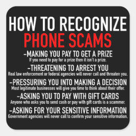 Adesivo Quadrado Reconhecer esquemas fraudulentos por telefone - Li