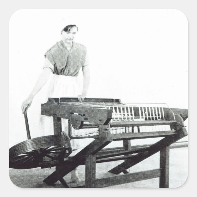 Adesivo Quadrado Reconstrução da "Jenny Gritadora" de Hargreaves (Frente)