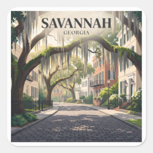 Adesivo Quadrado Recordação de Savannah Geórgia