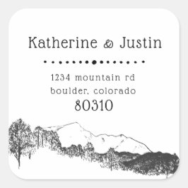 Adesivo Quadrado Recuo na Montanha ⎢Adesivo de Endereço de Remetent