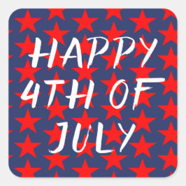 Adesivo Quadrado Red and Blue Happy 4 de julho