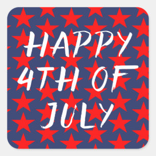 Adesivo Quadrado Red and Blue Happy 4 de julho