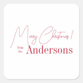 Adesivo Quadrado Red and white Christmas from Family Name