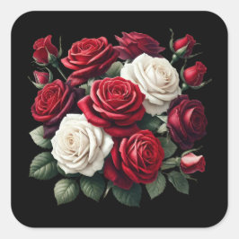 Adesivo Quadrado Red and White Gothic Roses