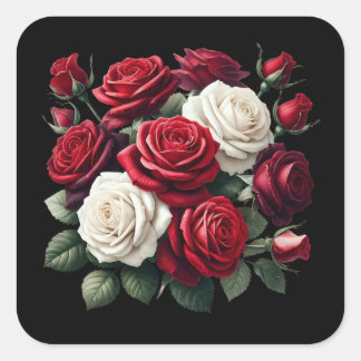 Adesivo Quadrado Red and White Gothic Roses