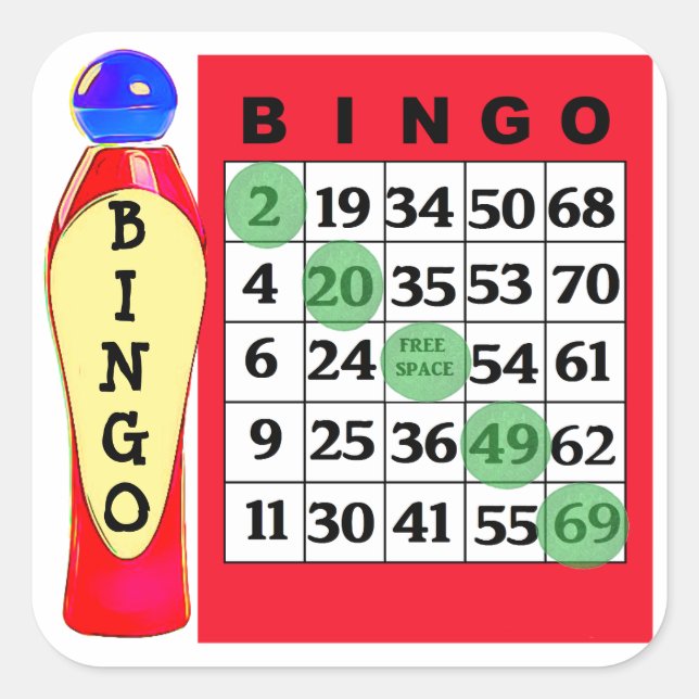 Adesivo Quadrado Red BINGO & Dauber Stickers (Frente)