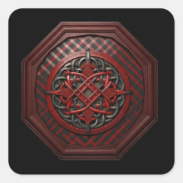 Adesivo Quadrado  Red & Black Checkerboard Celtic Knot In A Frame