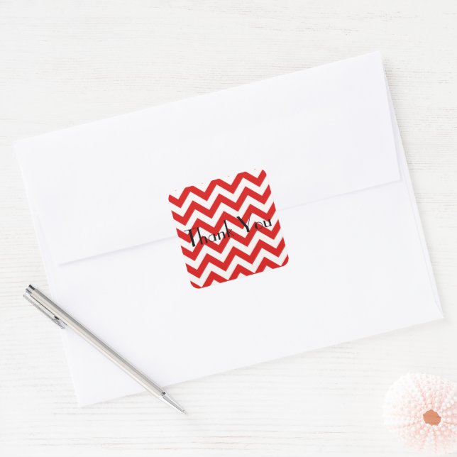 Adesivo Quadrado Red Chevron Obrigado Stickers (Envelope)