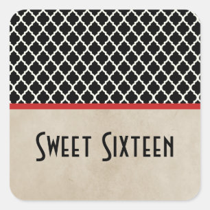 Adesivo Quadrado Red Chic Quatrefoil Sweet 16 Stickers