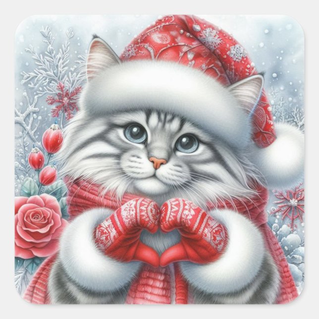Adesivo Quadrado Red Christmas Love Sticker (Frente)