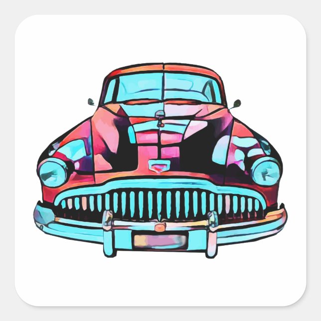 Adesivo Quadrado Red Classic car abstrato arte moderna (Frente)