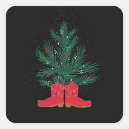 Adesivo Quadrado Red Cowboy Boots and Spruce