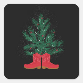 Adesivo Quadrado Red Cowboy Boots and Spruce
