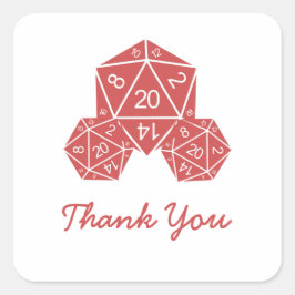 Adesivo Quadrado Red D20 Dice Obrigado Stickers