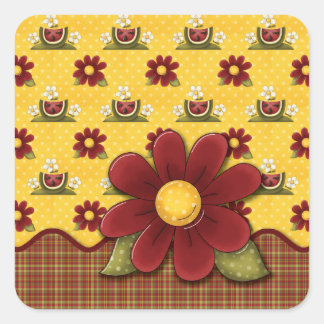Adesivo Quadrado Red Daisies e Melancias