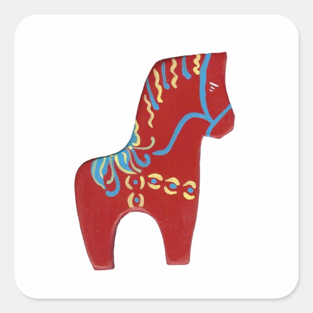 Adesivo Quadrado Red Dala Horse Sticker (Frente)