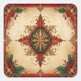 Adesivo Quadrado Red Decorative Holiday Sticker