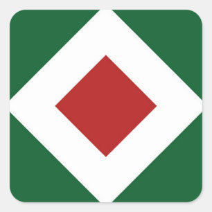 Adesivo Quadrado Red Diamond, Bold White Border em Verde