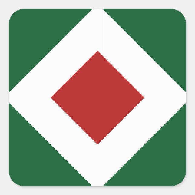 Adesivo Quadrado Red Diamond, Bold White Border em Verde (Frente)