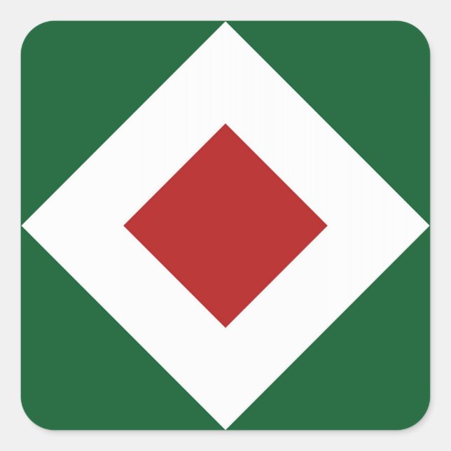 Adesivo Quadrado Red Diamond, Bold White Border em Verde (Frente)