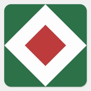 Adesivo Quadrado Red Diamond, Bold White Border em Verde