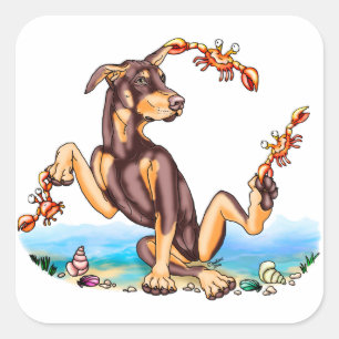 Adesivo Quadrado Red Doberman Pinscher Kinda Crabby Stickers