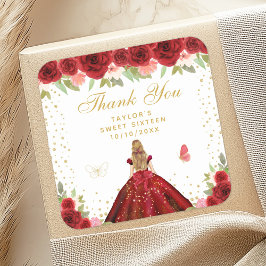 Adesivo Quadrado Red Floral Blonde Hair Princess Sweet