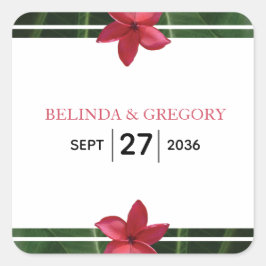 Adesivo Quadrado Red Frangipani Plumeria Wedding