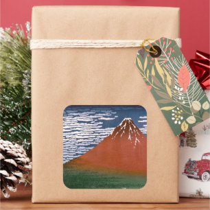 Adesivo Quadrado Red Fuji, Aka Fujiyama Volcano Katsushika Hokusai