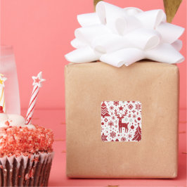 Adesivo Quadrado Red Glitter Reindeer Christmas Sticker