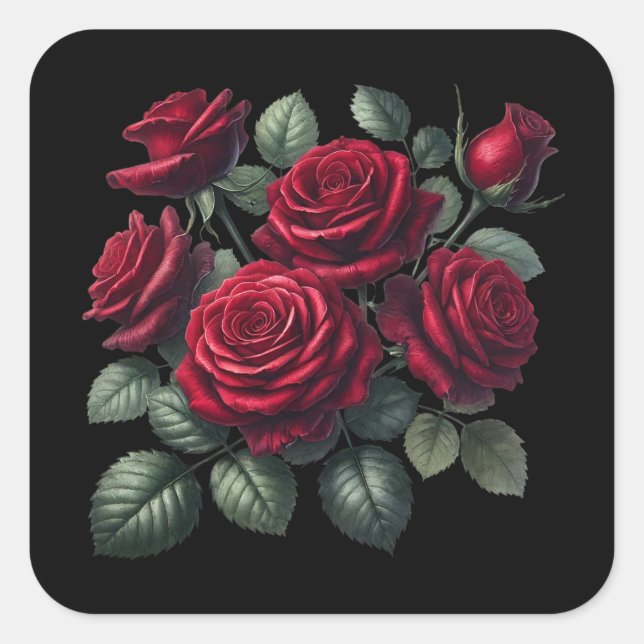 Adesivo Quadrado Red Gothic Roses (Frente)