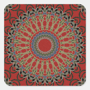 Adesivo Quadrado Red, Green e Blue Mandala