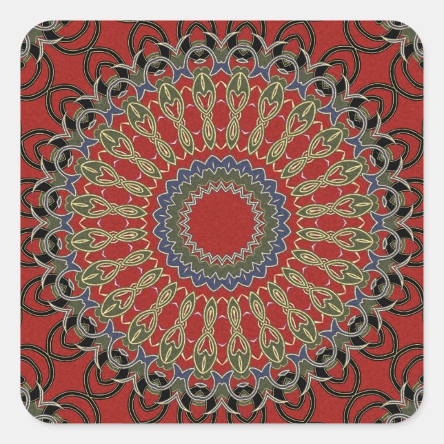 Adesivo Quadrado Red, Green e Blue Mandala (Frente)