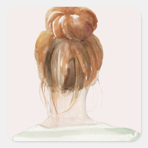 Adesivo Quadrado Red Hair Top Knot